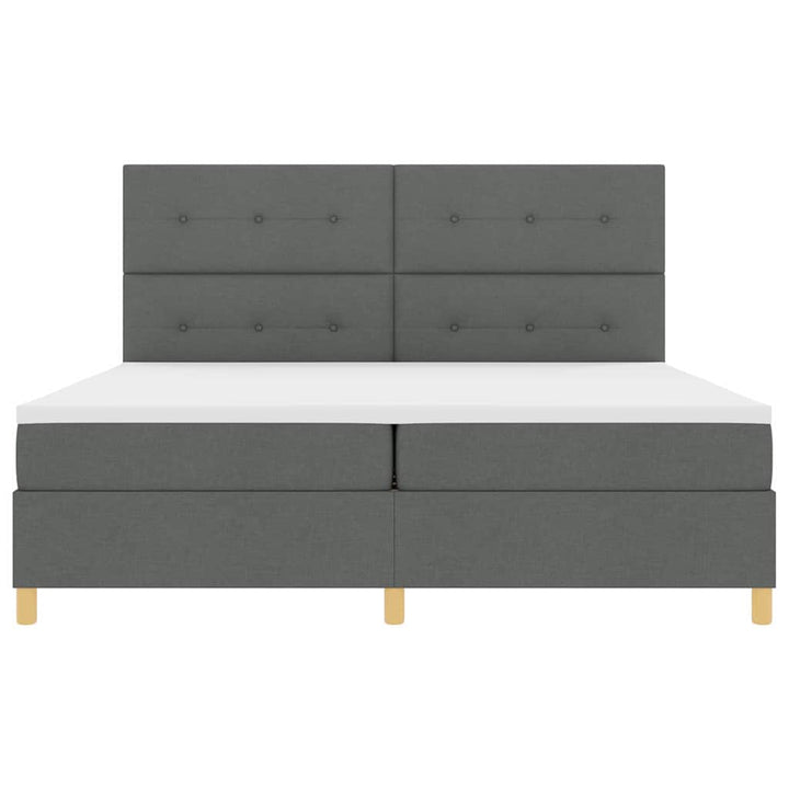 Box spring seng med hovedgærde Mørkegrå 200 x 200 cm Stof