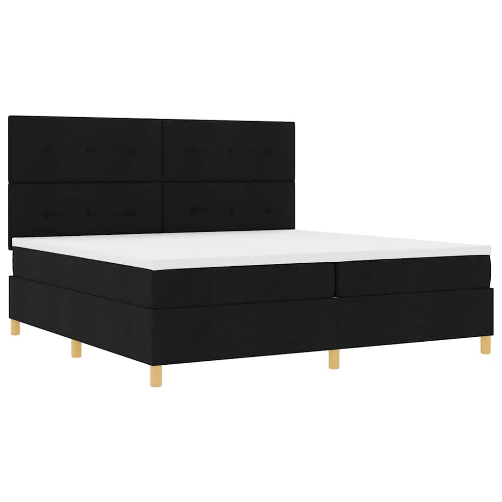 Box spring seng med hovedgærde Sort 200 x 200 cm Stof