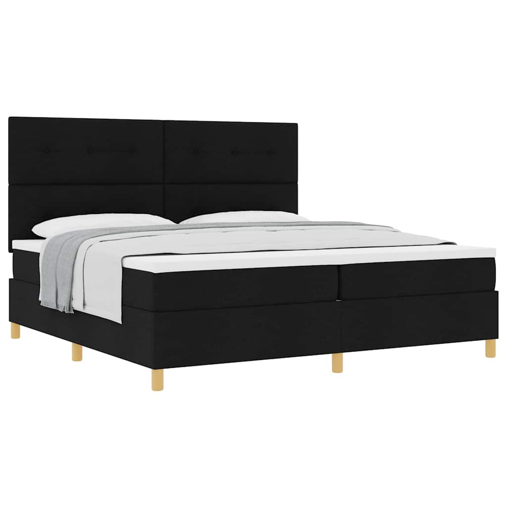 Box spring seng med hovedgærde Sort 200 x 200 cm Stof