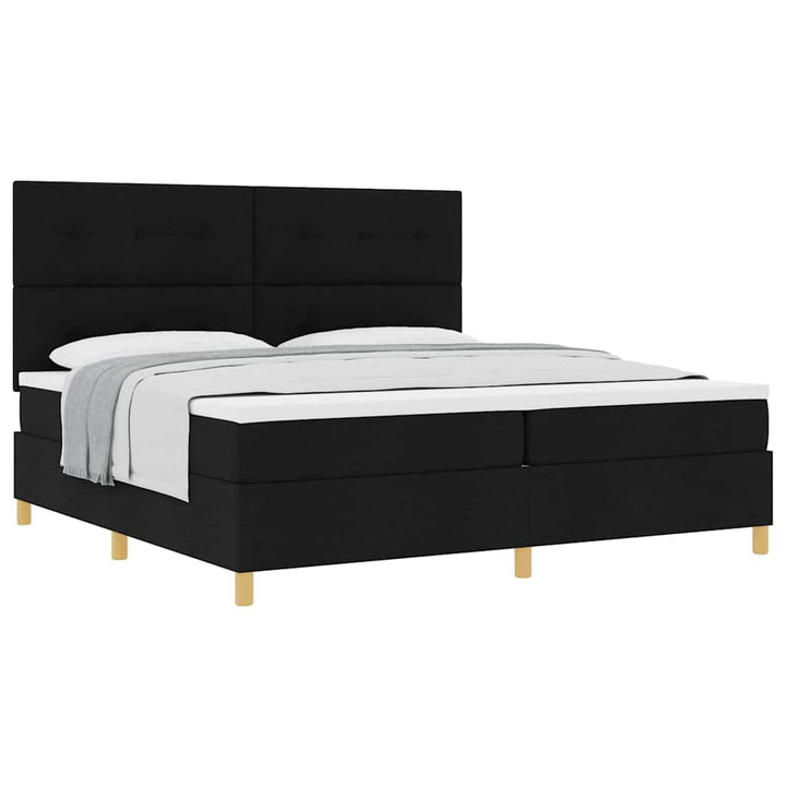 Box spring seng med hovedgærde Sort 200 x 200 cm Stof