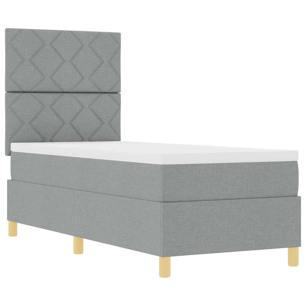Box spring seng med hovedgærde Lysegrå 80 x 200 cm Stof