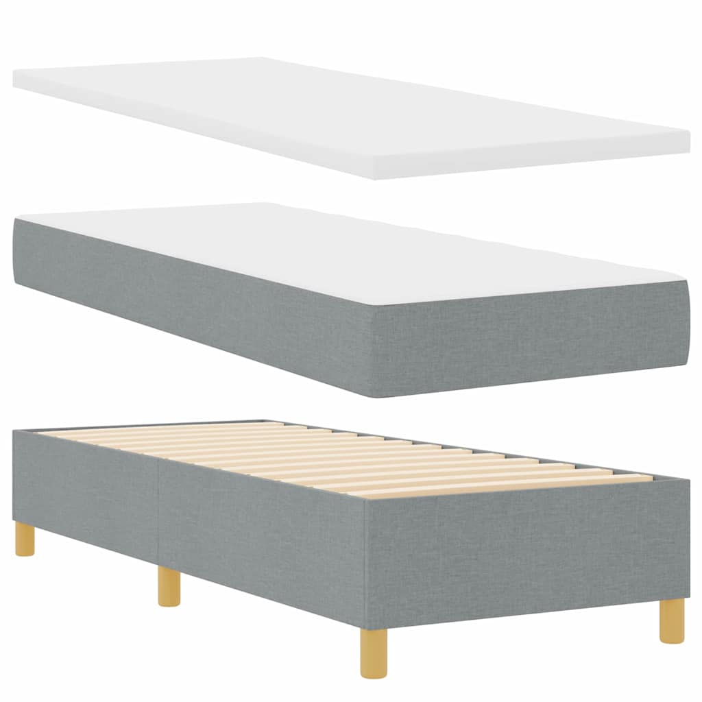 Box spring seng med hovedgærde Lysegrå 80 x 200 cm Stof