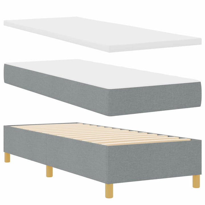 Box spring seng med hovedgærde Lysegrå 80 x 200 cm Stof