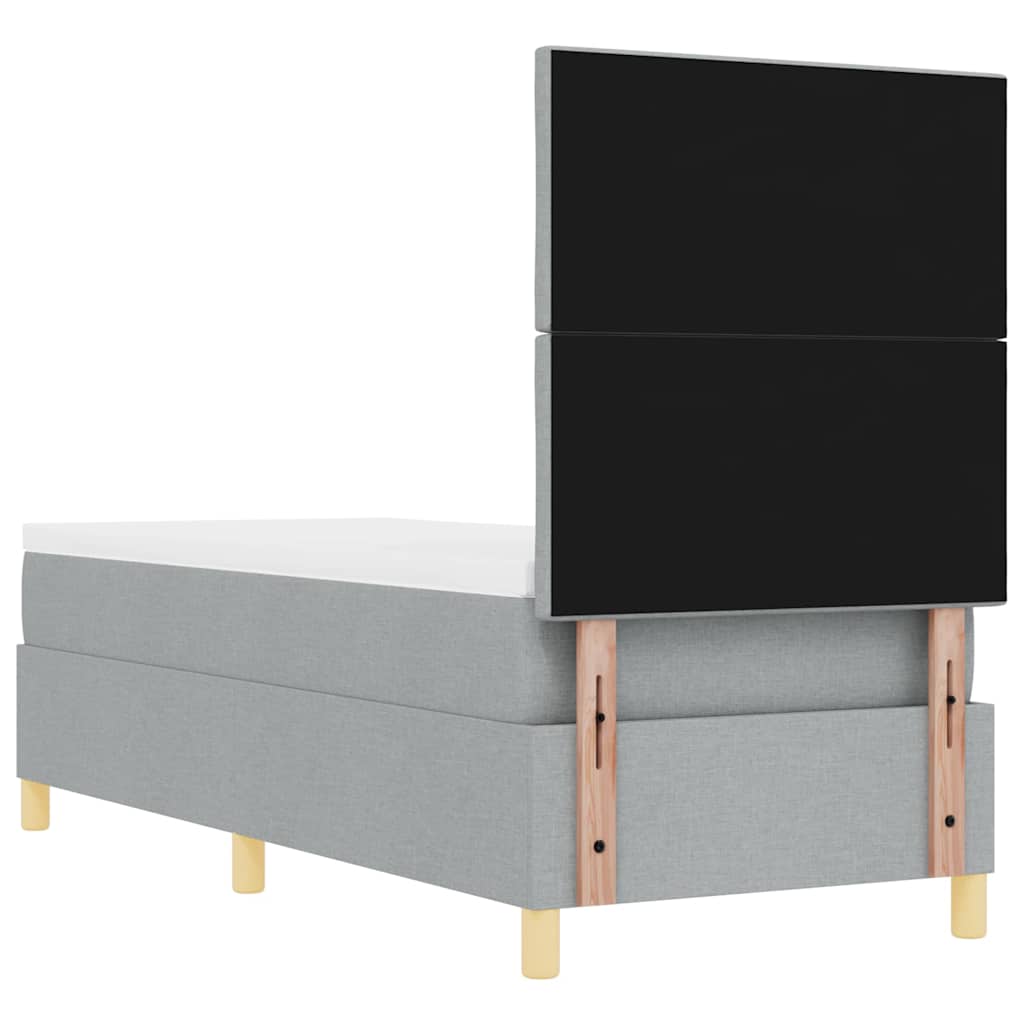 Box spring seng med hovedgærde Lysegrå 80 x 200 cm Stof