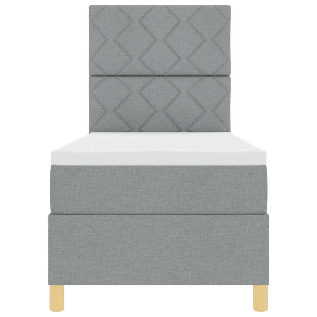 Box spring seng med hovedgærde Lysegrå 80 x 200 cm Stof