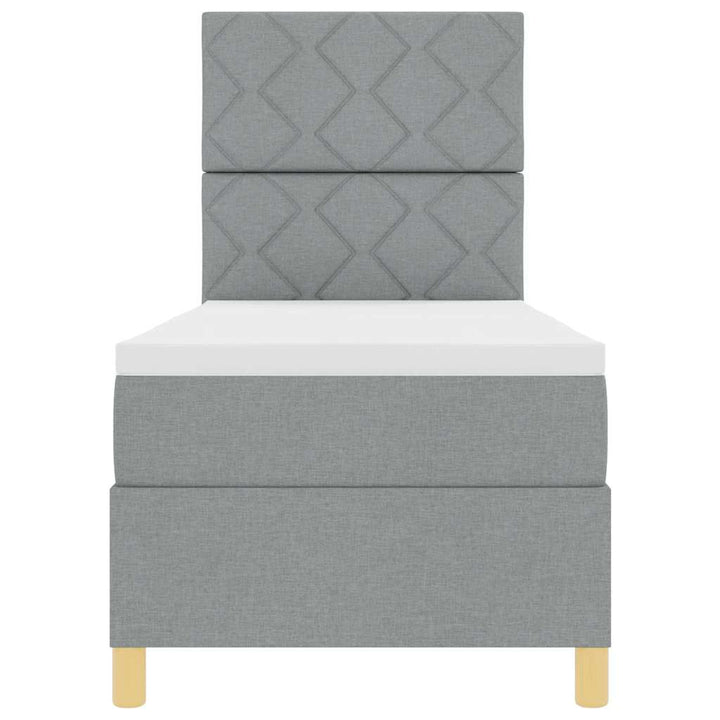 Box spring seng med hovedgærde Lysegrå 80 x 200 cm Stof