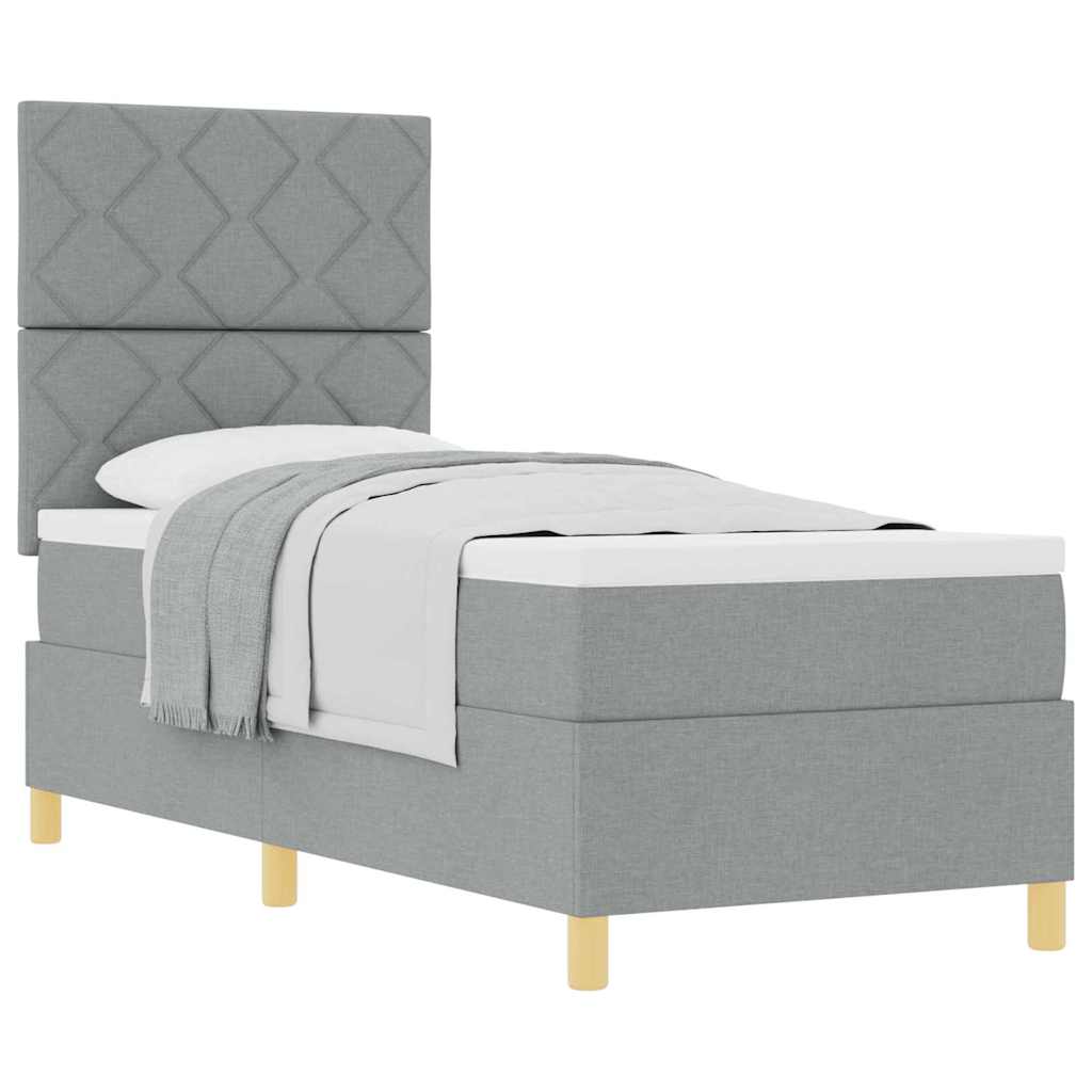 Box spring seng med hovedgærde Lysegrå 80 x 200 cm Stof