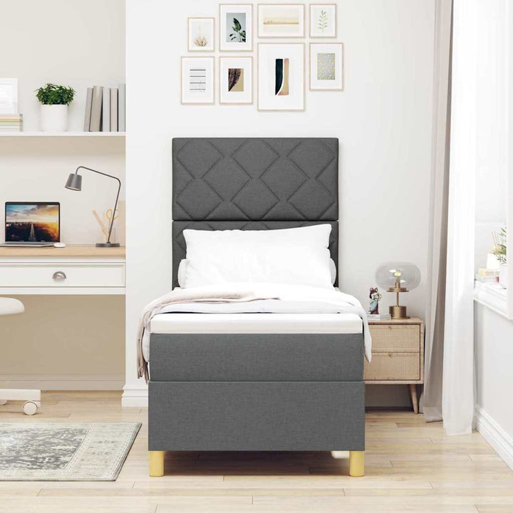 Box spring seng med hovedgærde Mørkegrå 80 x 200 cm Stof