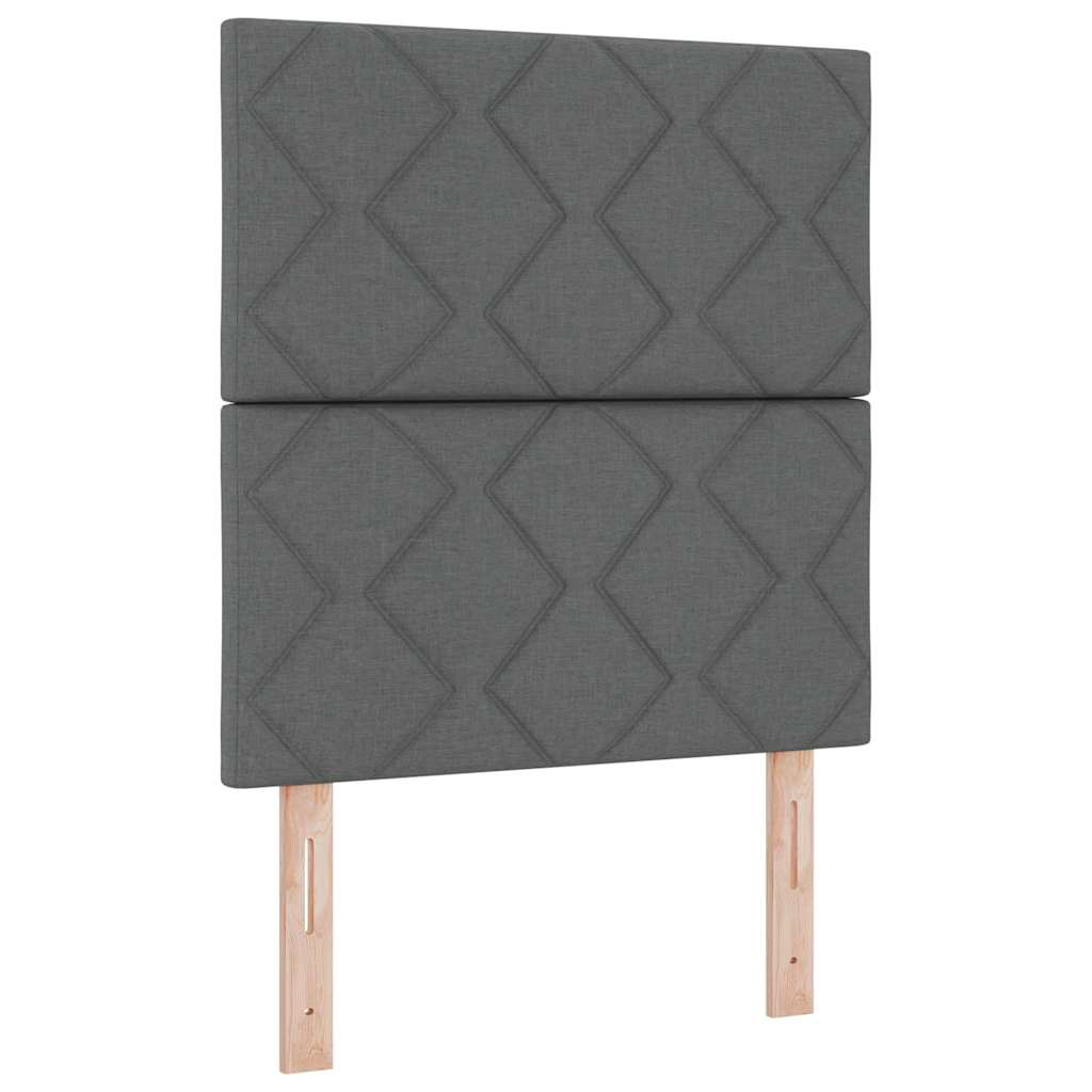 Box spring seng med hovedgærde Mørkegrå 80 x 200 cm Stof
