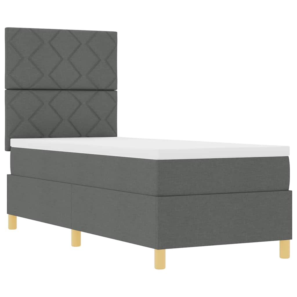 Box spring seng med hovedgærde Mørkegrå 80 x 200 cm Stof