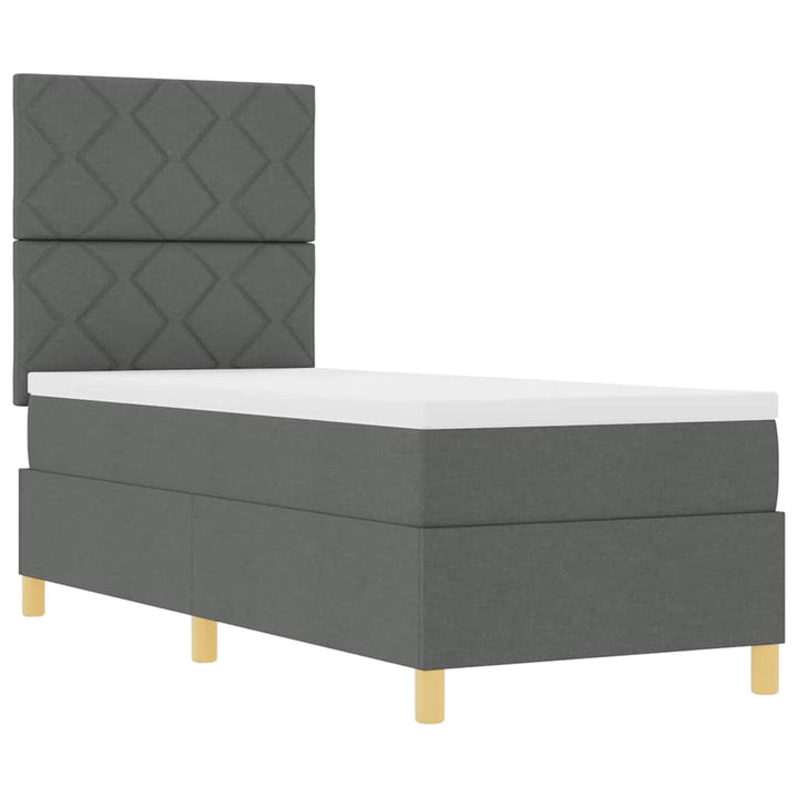 Box spring seng med hovedgærde Mørkegrå 80 x 200 cm Stof