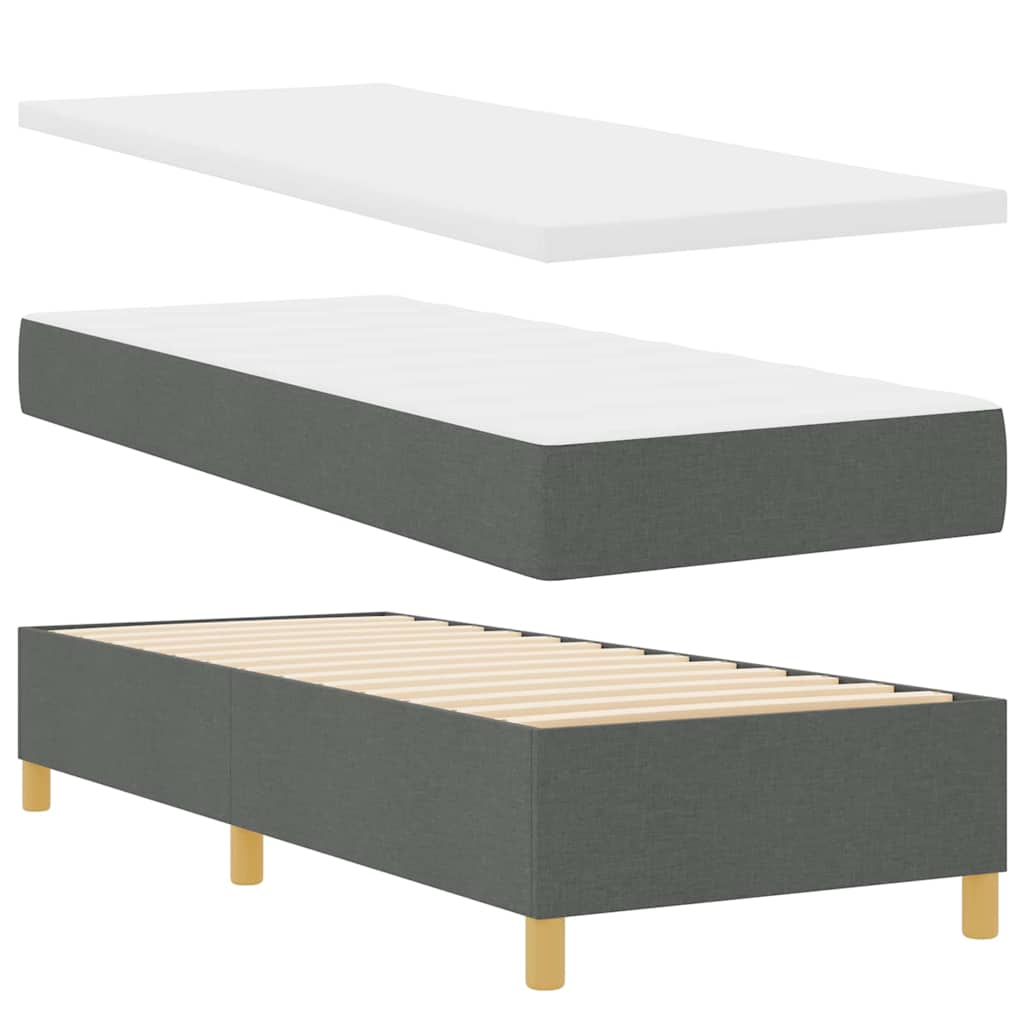 Box spring seng med hovedgærde Mørkegrå 80 x 200 cm Stof