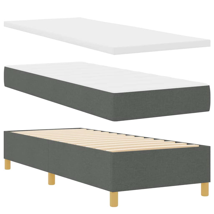 Box spring seng med hovedgærde Mørkegrå 80 x 200 cm Stof