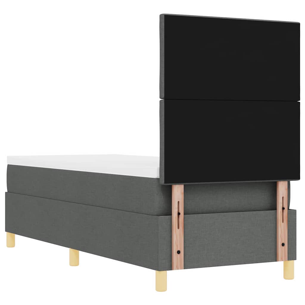 Box spring seng med hovedgærde Mørkegrå 80 x 200 cm Stof