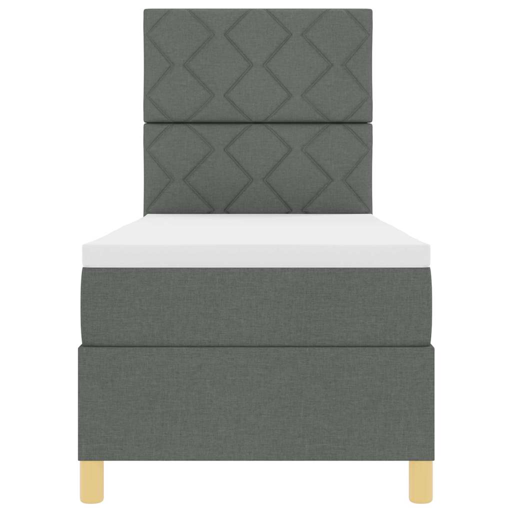 Box spring seng med hovedgærde Mørkegrå 80 x 200 cm Stof