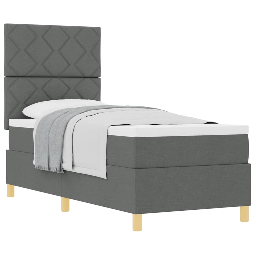 Box spring seng med hovedgærde Mørkegrå 80 x 200 cm Stof
