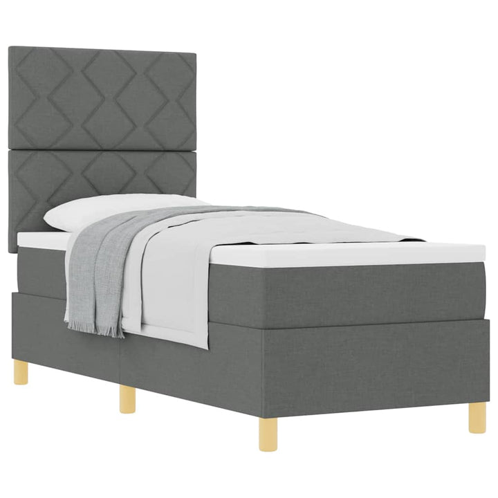 Box spring seng med hovedgærde Mørkegrå 80 x 200 cm Stof