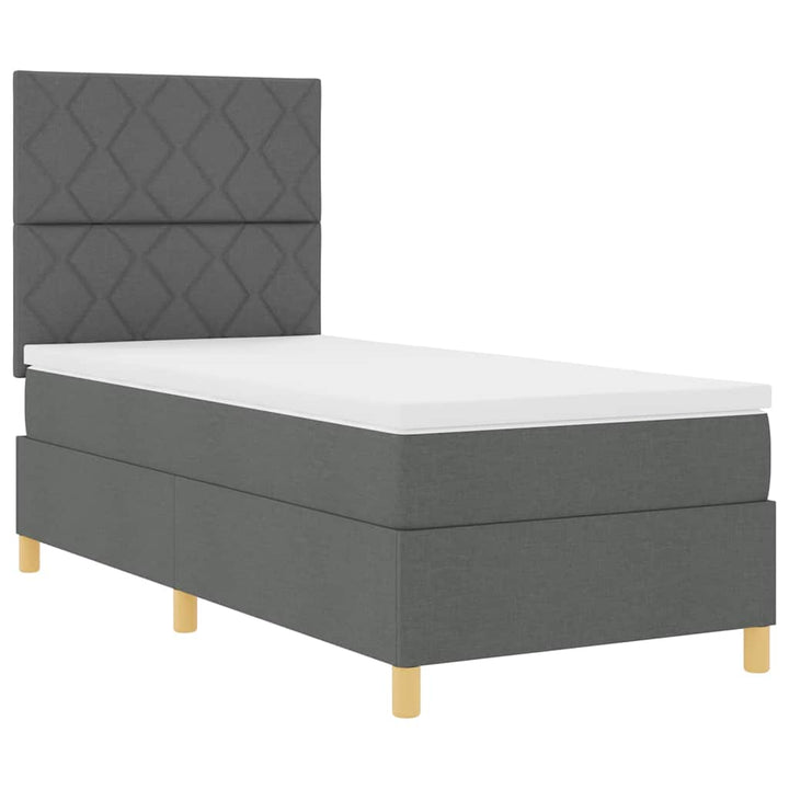 Box spring seng med hovedgærde Mørkegrå 90 x 190 cm Stof