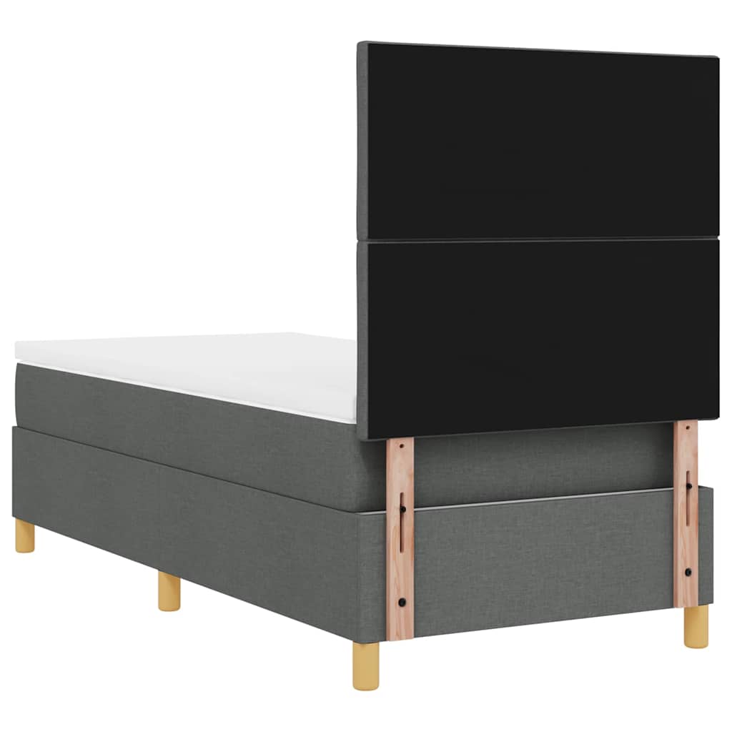 Box spring seng med hovedgærde Mørkegrå 90 x 190 cm Stof