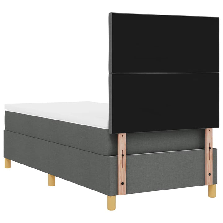 Box spring seng med hovedgærde Mørkegrå 90 x 190 cm Stof