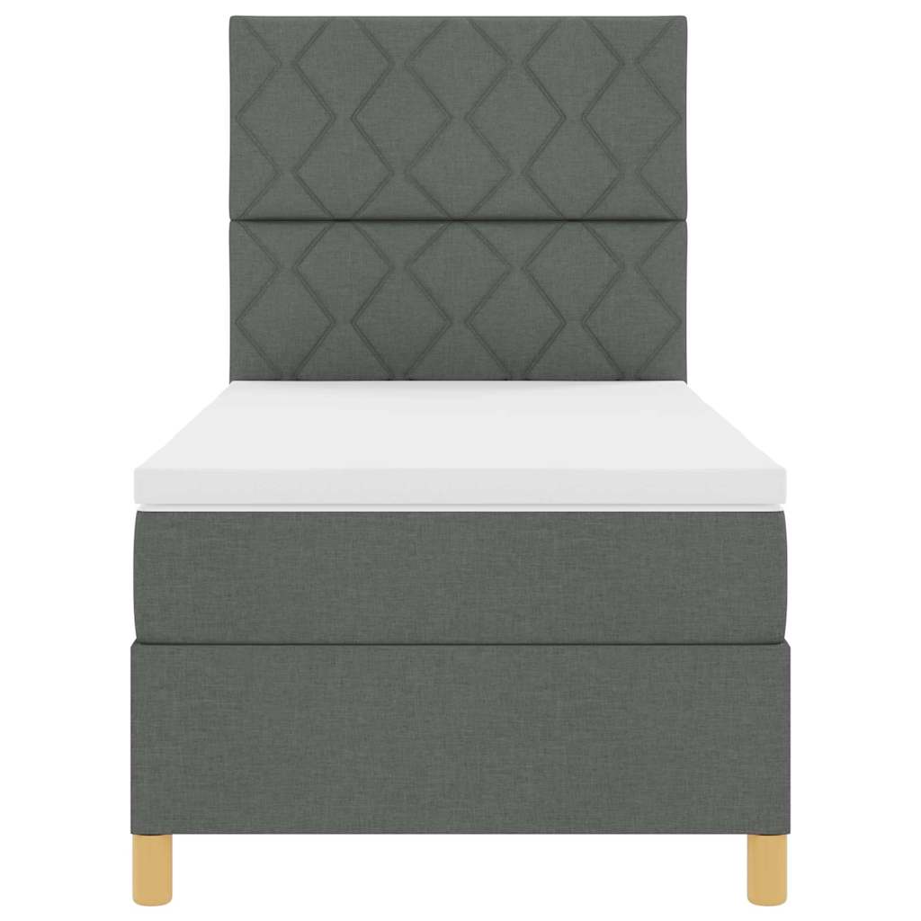 Box spring seng med hovedgærde Mørkegrå 90 x 190 cm Stof