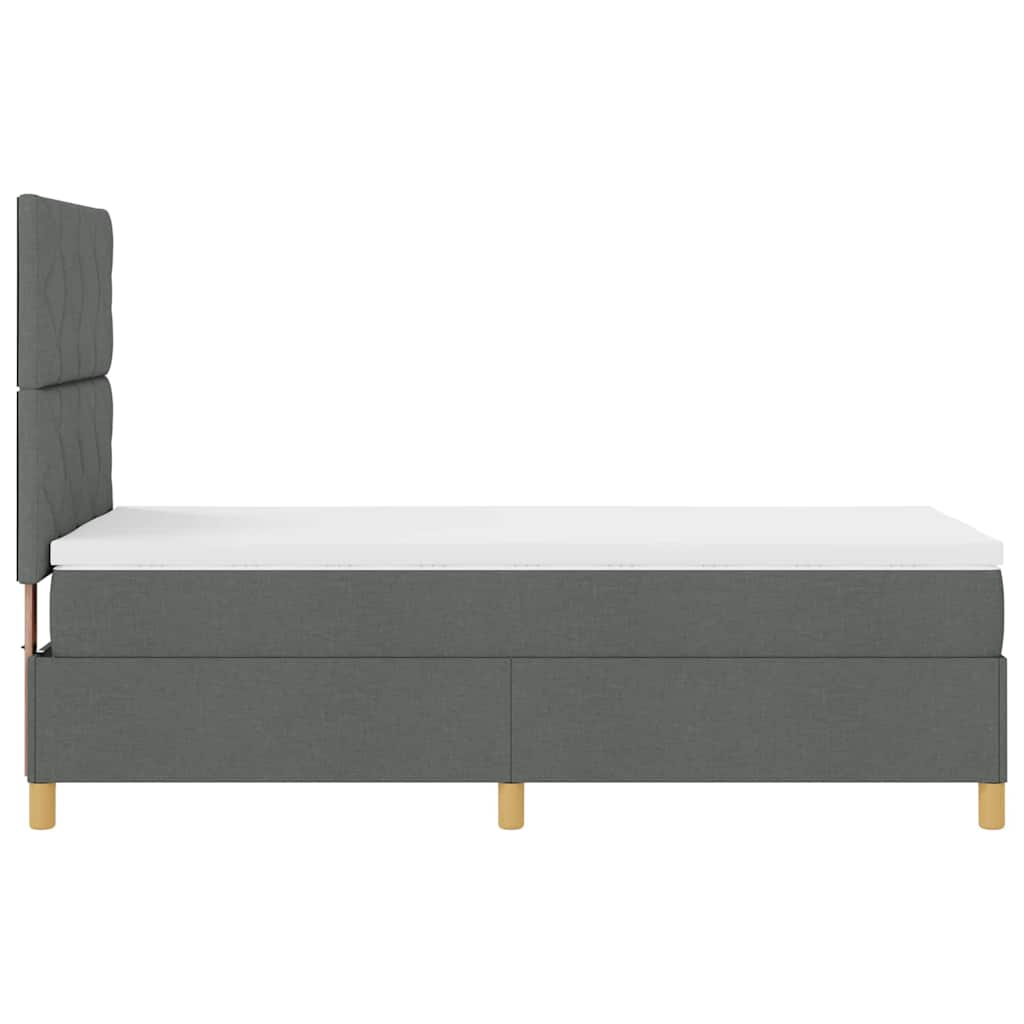 Box spring seng med hovedgærde Mørkegrå 90 x 190 cm Stof