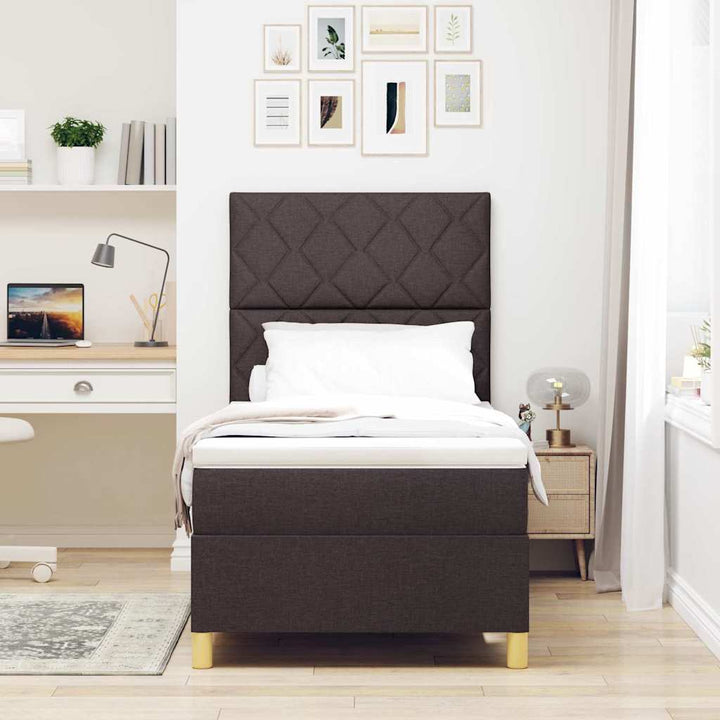 Box spring seng med hovedgærde Mørkebrun 90 x 190 cm Stof