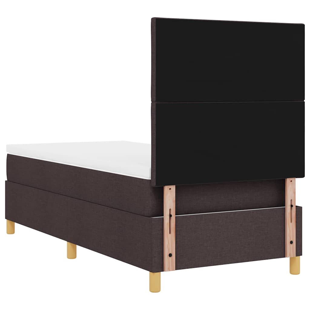 Box spring seng med hovedgærde Mørkebrun 90 x 190 cm Stof