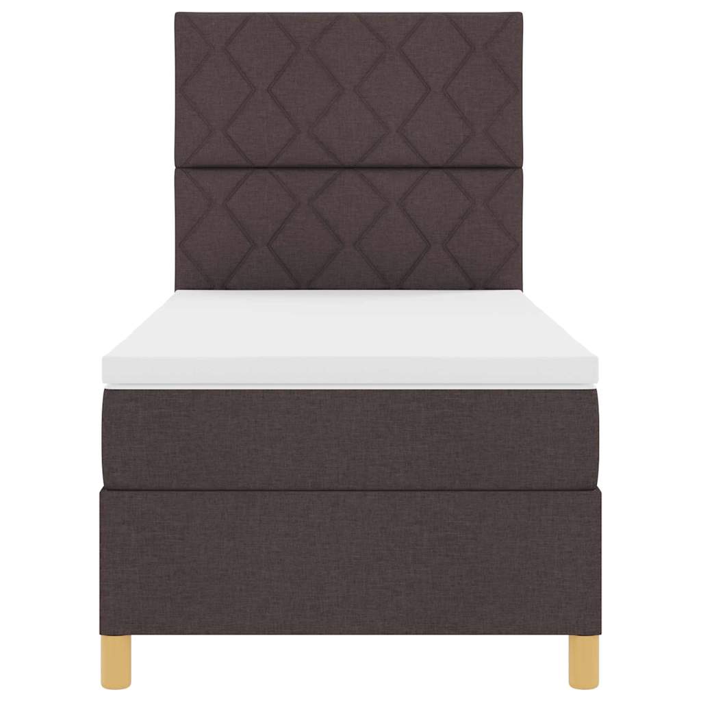 Box spring seng med hovedgærde Mørkebrun 90 x 190 cm Stof