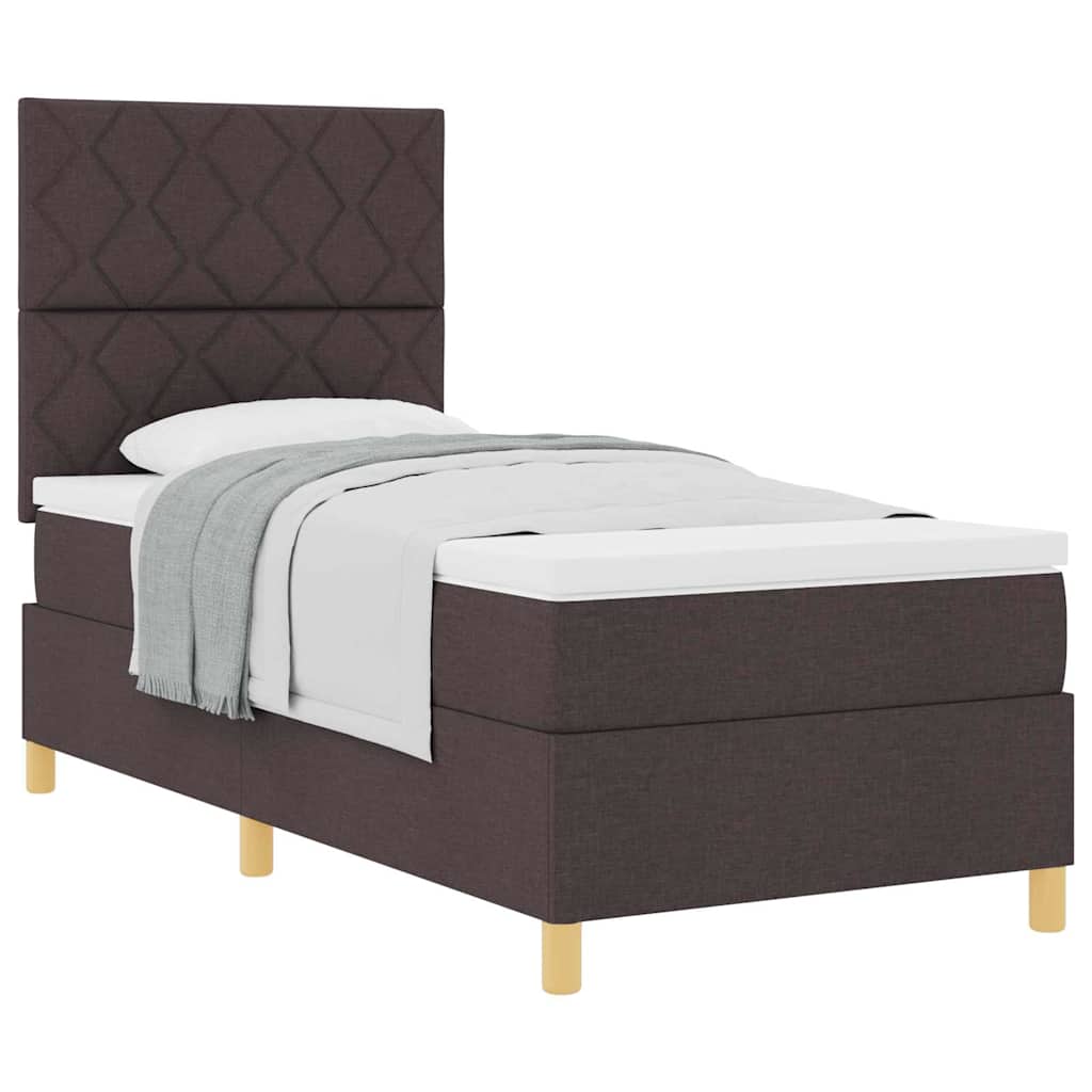 Box spring seng med hovedgærde Mørkebrun 90 x 190 cm Stof
