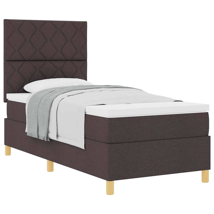 Box spring seng med hovedgærde Mørkebrun 90 x 190 cm Stof