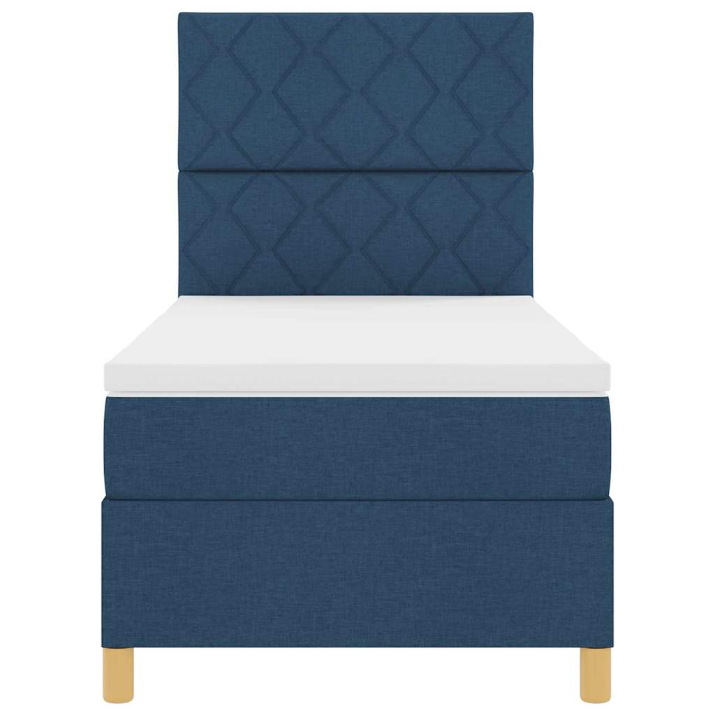 Box spring seng med hovedgærde Blå 90 x 190 cm Stof