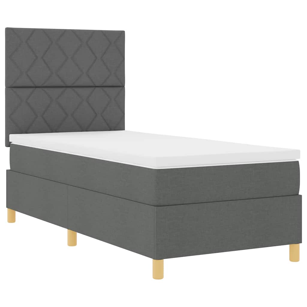 Box spring seng med hovedgærde Mørkegrå 90 x 200 cm Stof