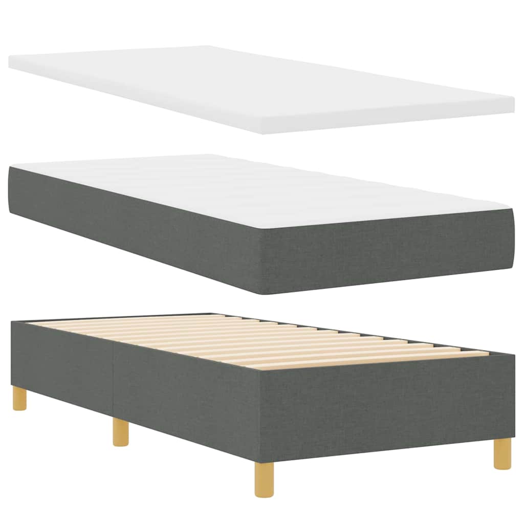 Box spring seng med hovedgærde Mørkegrå 90 x 200 cm Stof