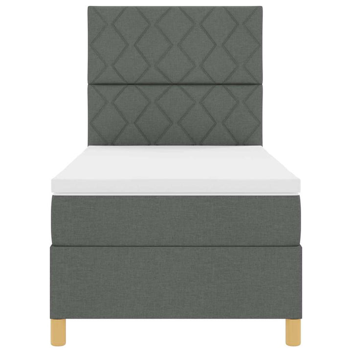 Box spring seng med hovedgærde Mørkegrå 90 x 200 cm Stof