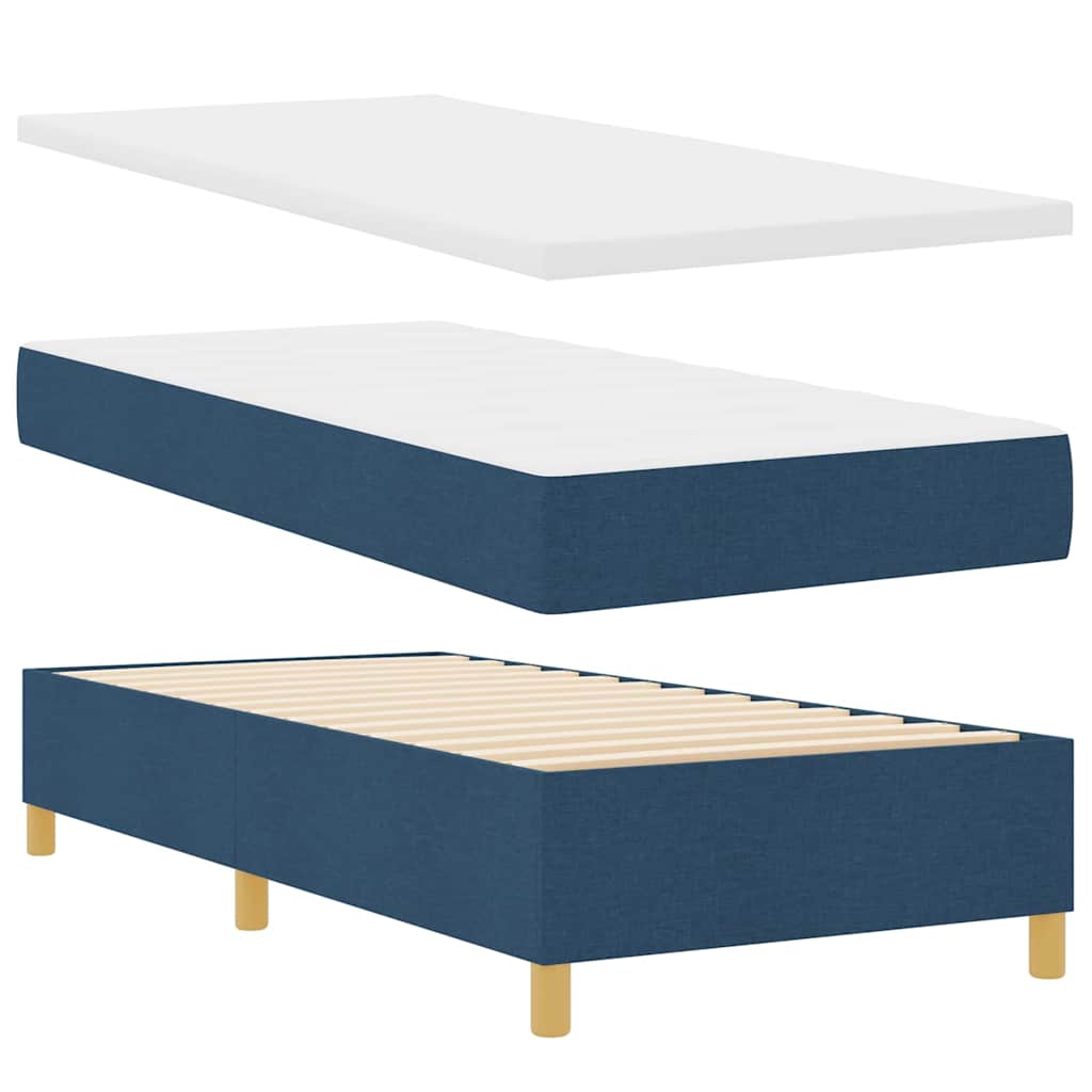 Box spring seng med hovedgærde Blå 90 x 200 cm Stof