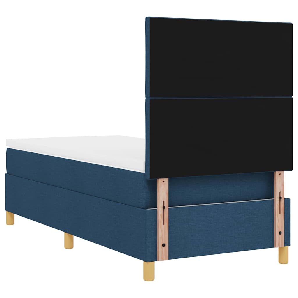 Box spring seng med hovedgærde Blå 90 x 200 cm Stof