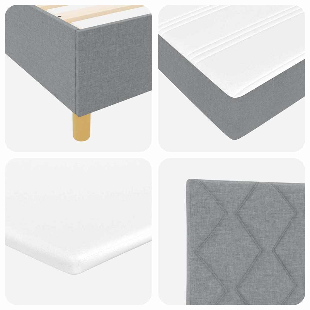 Box spring seng med hovedgærde Lysegrå 100 x 200 cm Stof