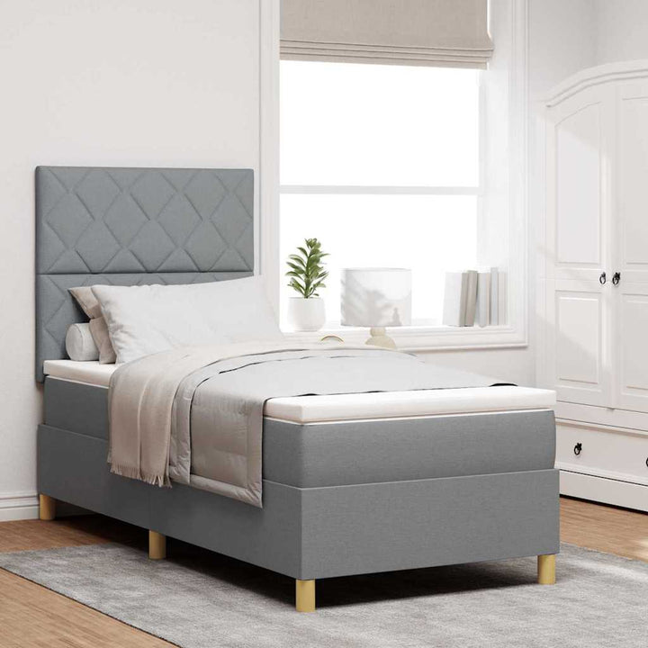 Box spring seng med hovedgærde Lysegrå 100 x 200 cm Stof