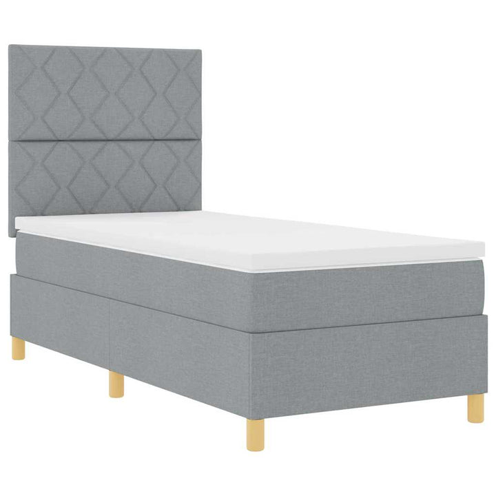 Box spring seng med hovedgærde Lysegrå 100 x 200 cm Stof