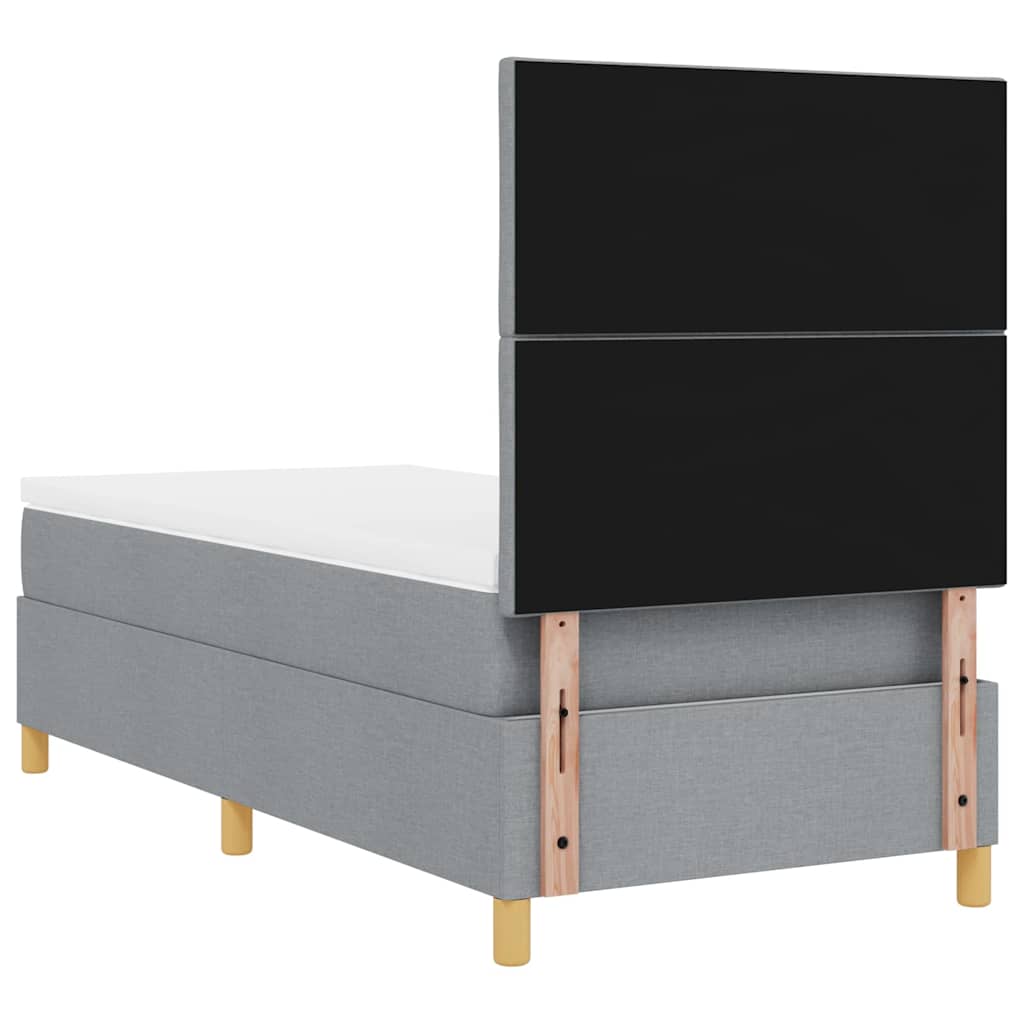 Box spring seng med hovedgærde Lysegrå 100 x 200 cm Stof