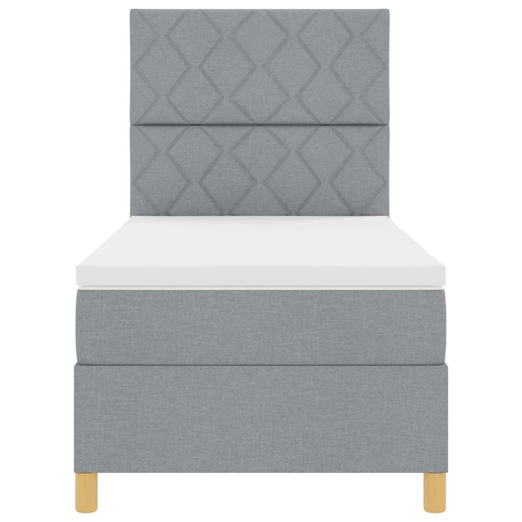 Box spring seng med hovedgærde Lysegrå 100 x 200 cm Stof
