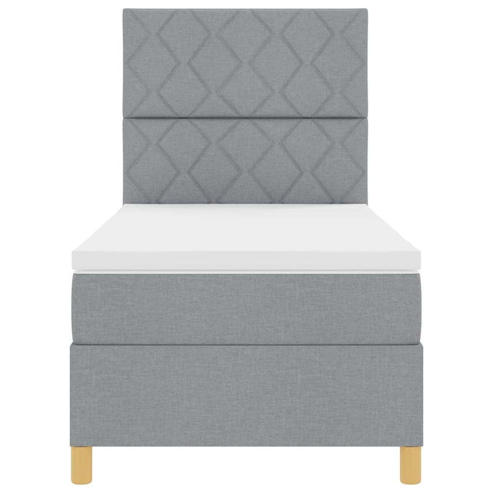 Box spring seng med hovedgærde Lysegrå 100 x 200 cm Stof