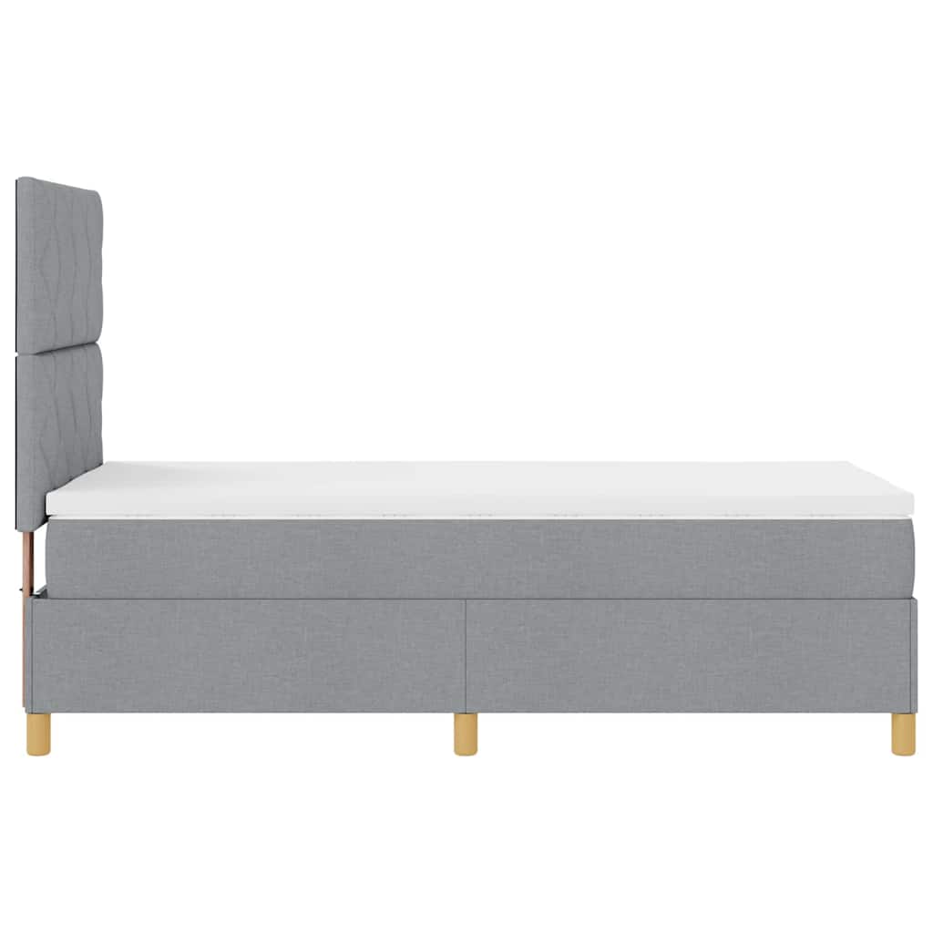 Box spring seng med hovedgærde Lysegrå 100 x 200 cm Stof