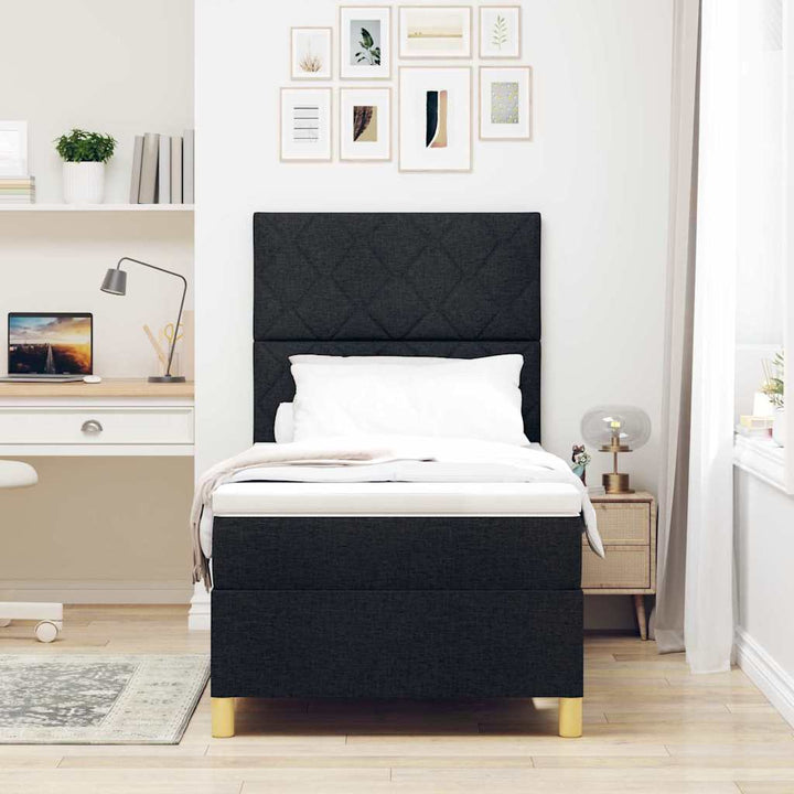 Box spring seng med hovedgærde Sort 100 x 200 cm Stof