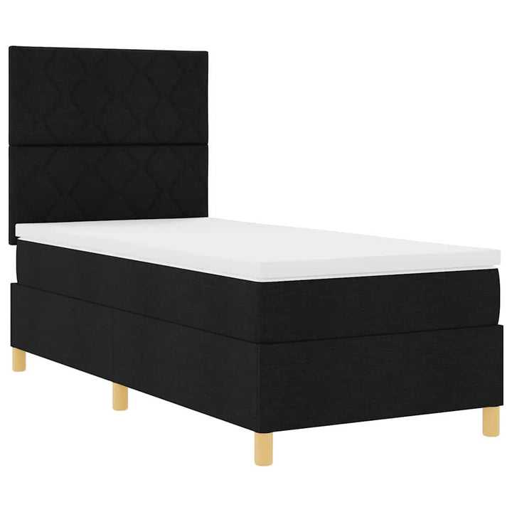 Box spring seng med hovedgærde Sort 100 x 200 cm Stof