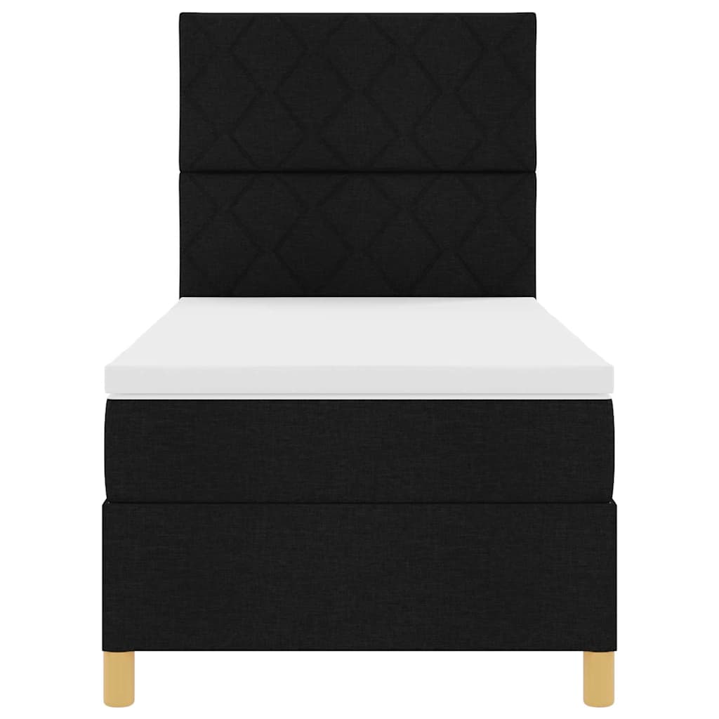 Box spring seng med hovedgærde Sort 100 x 200 cm Stof