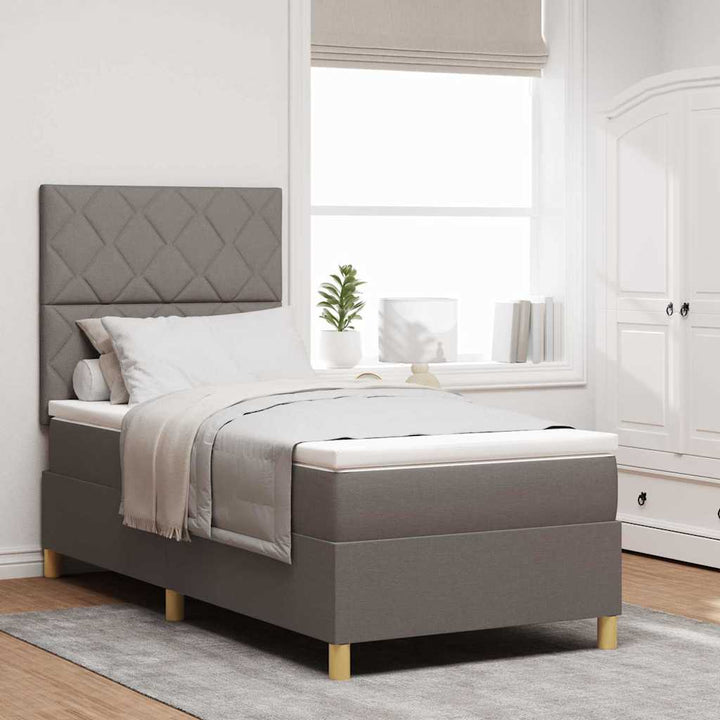 Box spring seng med hovedgærde Gråbrun 100 x 200 cm Stof