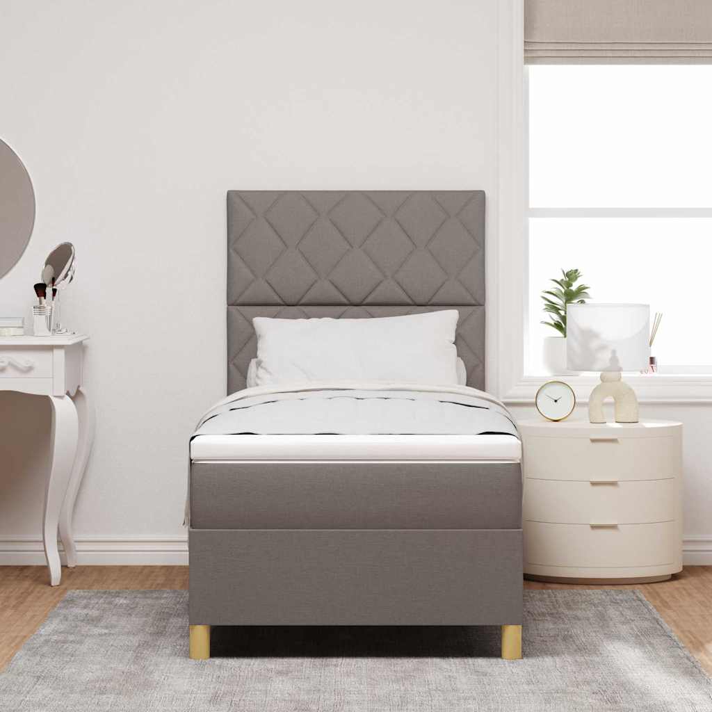 Box spring seng med hovedgærde Gråbrun 100 x 200 cm Stof