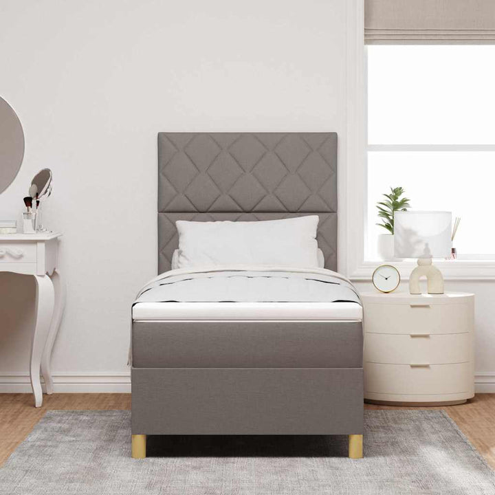 Box spring seng med hovedgærde Gråbrun 100 x 200 cm Stof